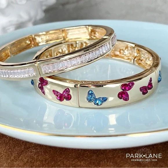 NIB Park Lane Gold - PAPILLION - Bracelet with Pink and Blue Butterflies - Picture 2 of 2